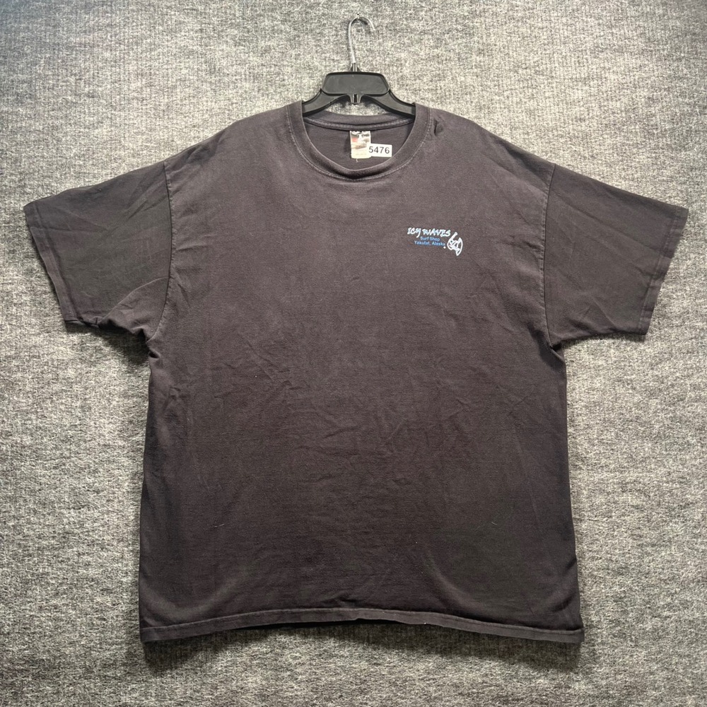 Hanes Beefy-T Icy Waves Surf Shop Yakutat Alaska Graphic T-Shirt Black 2XL